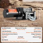 VEVOR Electric Winch ATV UTV 1814.4 kg Steel Cable IP55 Waterproof Remote Control