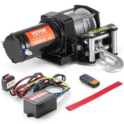 VEVOR Electric Winch ATV UTV 1814.4 kg Steel Cable IP55 Waterproof Remote Control