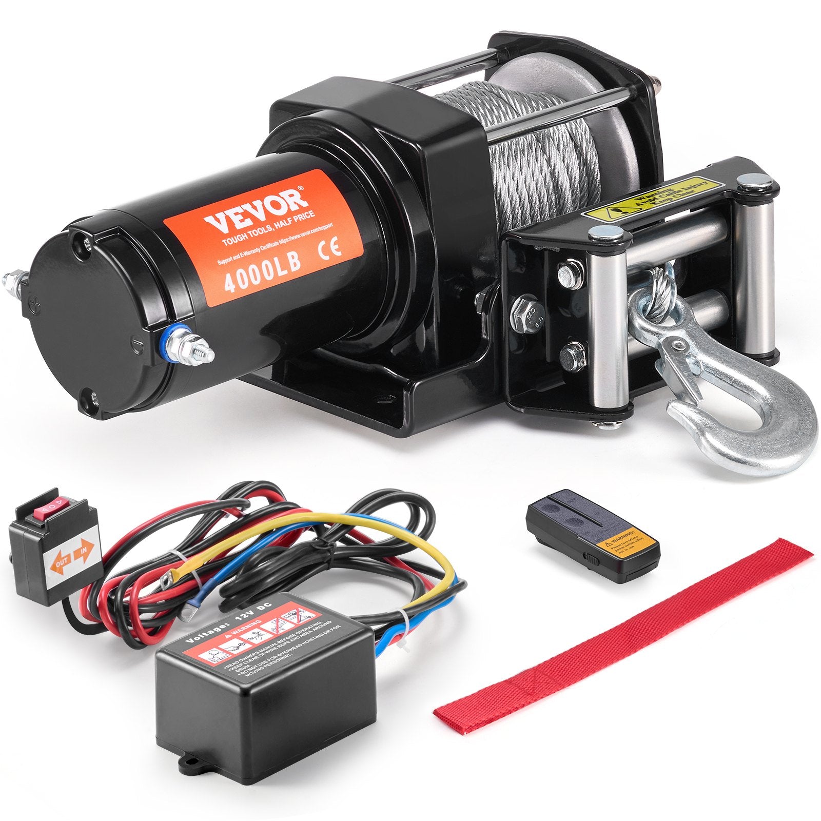 VEVOR Electric Winch ATV UTV 1814.4 kg Steel Cable IP55 Waterproof Remote Control