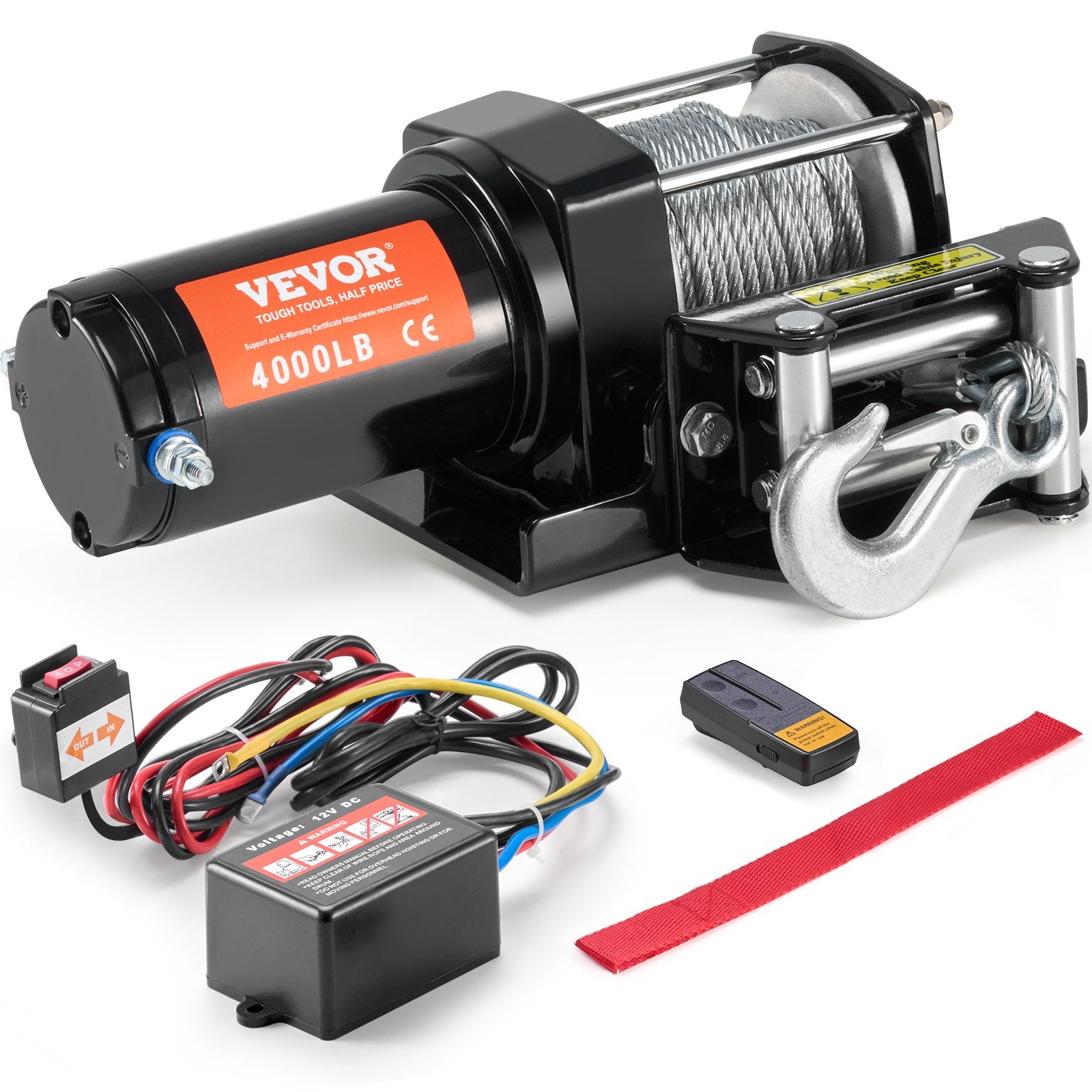 VEVOR Electric Winch ATV UTV 1814.4 kg Steel Cable IP55 Waterproof Remote Control