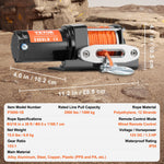 VEVOR Electric Winch ATV UTV 1587.6 kg Synthetic Rope Waterproof Wired Control