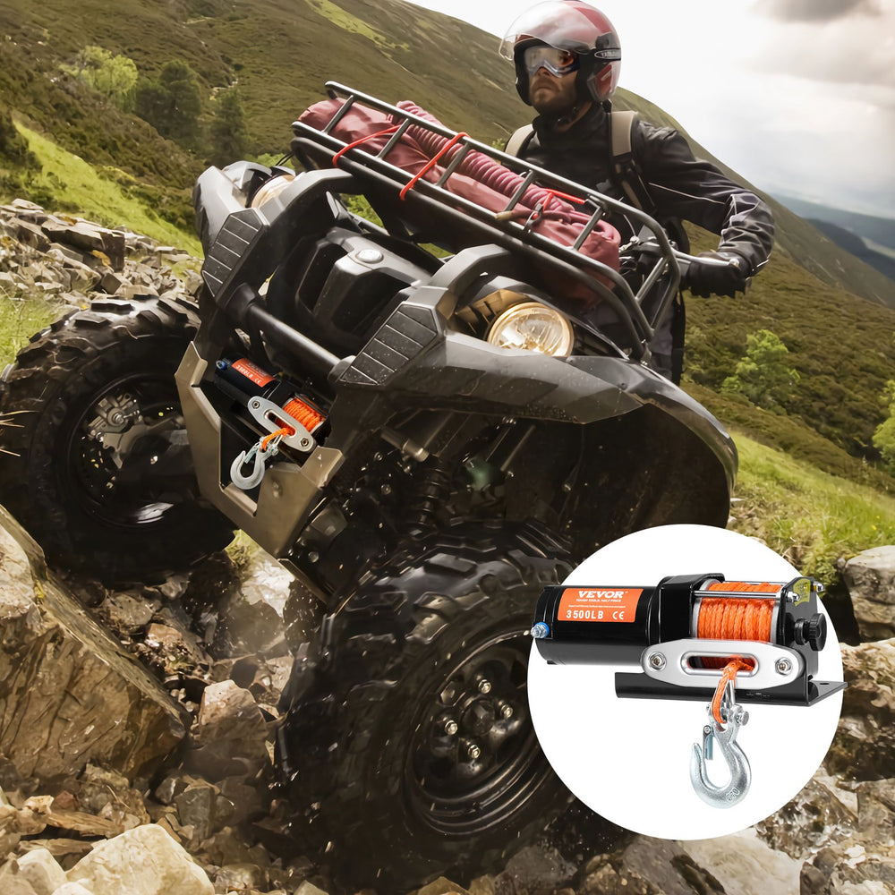 VEVOR Electric Winch ATV UTV 1587.6 kg Synthetic Rope Waterproof Wired Control