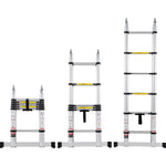 VEVOR Telescoping Ladder, 12.5FT A-Shape Aluminum Extension Ladder Lightweight, Multi-button Retraction Collapsible Ladder, 375 LBS Capacity w/ Stabilizer Bar, Multi-Purpose Ladders for RV, Camper