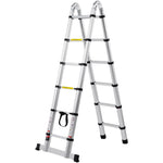 VEVOR Telescoping Ladder, 12.5FT A-Shape Aluminum Extension Ladder Lightweight, Multi-button Retraction Collapsible Ladder, 375 LBS Capacity w/ Stabilizer Bar, Multi-Purpose Ladders for RV, Camper