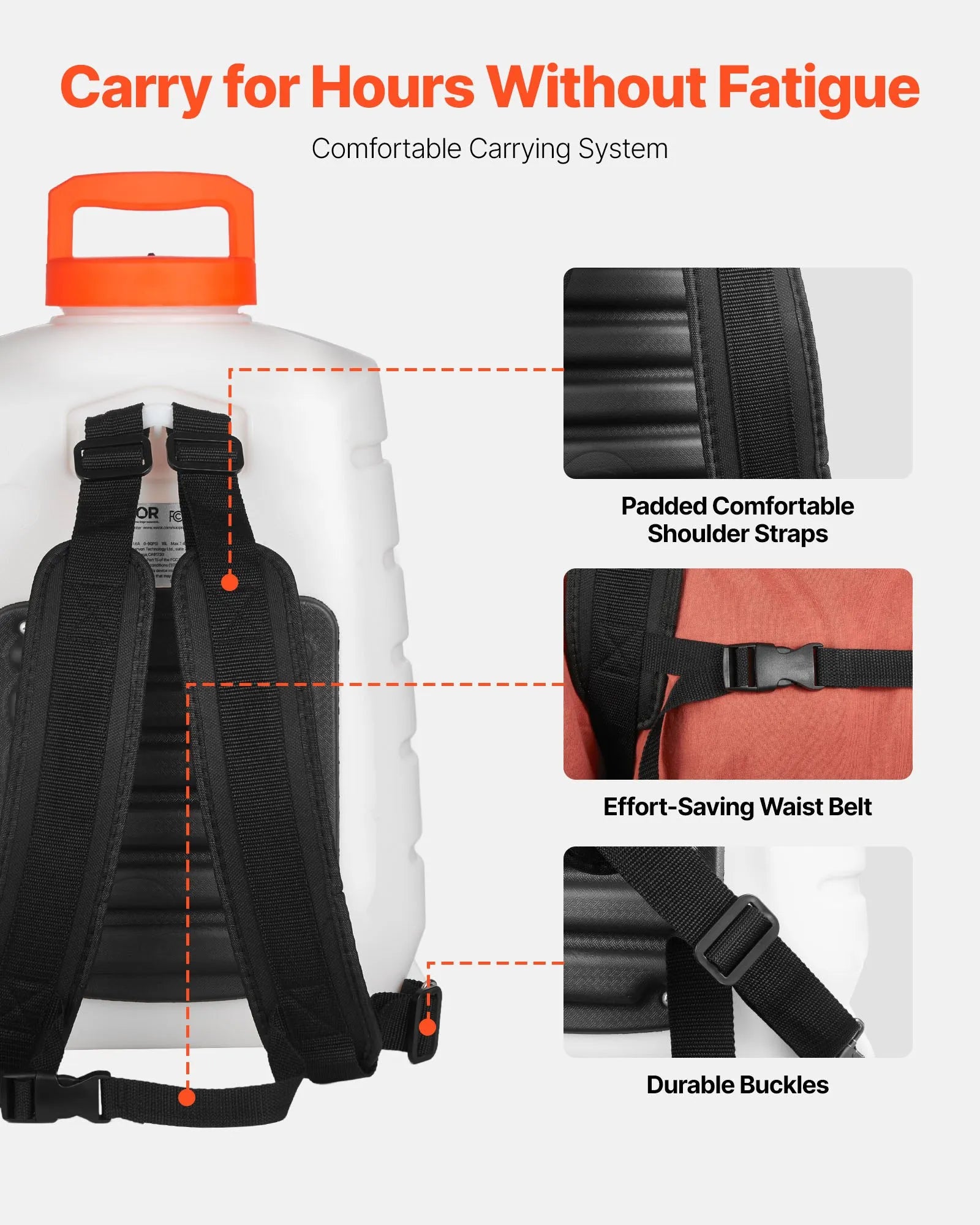 VEVOR Battery Powered Backpack Sprayer 15.1 L Tank 0-90 PSI Adjustable Pressure