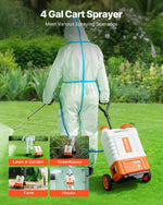 VEVOR Backpack Sprayer with Trolley, Adjustable Pressure 0-94 PSI, 15L Tank on Wheels, with 6 Nozzles, 2 Wands, Wide Mouth Lid for Garden, Weeding, Spraying, Cleaning