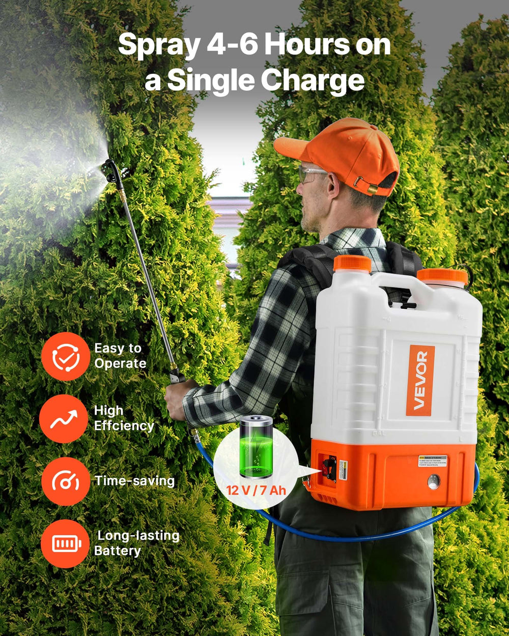 VEVOR Backpack Sprayer with Trolley, Adjustable Pressure 0-94 PSI, 15L Tank on Wheels, with 6 Nozzles, 2 Wands, Wide Mouth Lid for Garden, Weeding, Spraying, Cleaning
