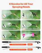 VEVOR Backpack Sprayer with Trolley, Adjustable Pressure 0-94 PSI, 15L Tank on Wheels, with 6 Nozzles, 2 Wands, Wide Mouth Lid for Garden, Weeding, Spraying, Cleaning