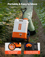 VEVOR Backpack Sprayer with Trolley, Adjustable Pressure 0-94 PSI, 15L Tank on Wheels, with 6 Nozzles, 2 Wands, Wide Mouth Lid for Garden, Weeding, Spraying, Cleaning