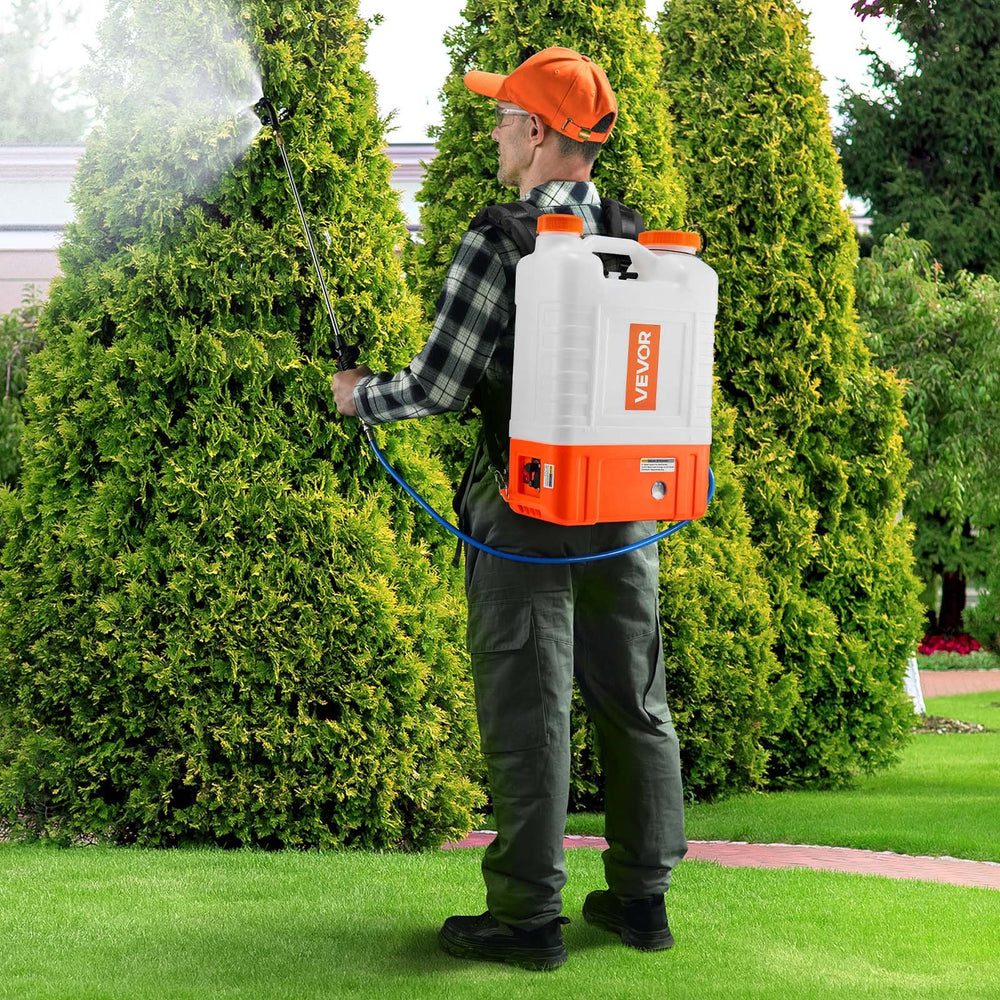 VEVOR Backpack Sprayer with Trolley, Adjustable Pressure 0-94 PSI, 15L Tank on Wheels, with 6 Nozzles, 2 Wands, Wide Mouth Lid for Garden, Weeding, Spraying, Cleaning