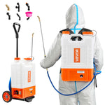 VEVOR Backpack Sprayer with Trolley, Adjustable Pressure 0-94 PSI, 15L Tank on Wheels, with 6 Nozzles, 2 Wands, Wide Mouth Lid for Garden, Weeding, Spraying, Cleaning