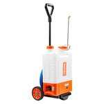 VEVOR Backpack Sprayer with Trolley, Adjustable Pressure 0-94 PSI, 15L Tank on Wheels, with 6 Nozzles, 2 Wands, Wide Mouth Lid for Garden, Weeding, Spraying, Cleaning