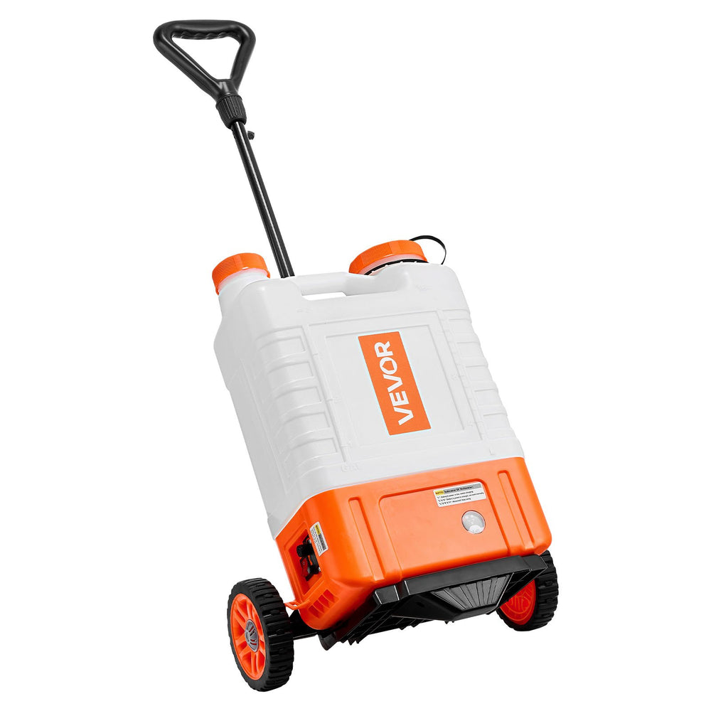 VEVOR Backpack Sprayer with Trolley, Adjustable Pressure 0-94 PSI, 15L Tank on Wheels, with 6 Nozzles, 2 Wands, Wide Mouth Lid for Garden, Weeding, Spraying, Cleaning