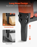 VEVOR Pneumatic Staple Gun, 20 Gauge Long-Nose Upholstery Stapler for 50 Series Fine Wire Staples 12.8mm Crown 6mm-16mm Length, Max 110PCS Loading Air Staple Gun for Upholstering, Woodworking, DIY