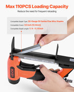 VEVOR Pneumatic Staple Gun, 20 Gauge Long-Nose Upholstery Stapler for 50 Series Fine Wire Staples 12.8mm Crown 6mm-16mm Length, Max 110PCS Loading Air Staple Gun for Upholstering, Woodworking, DIY