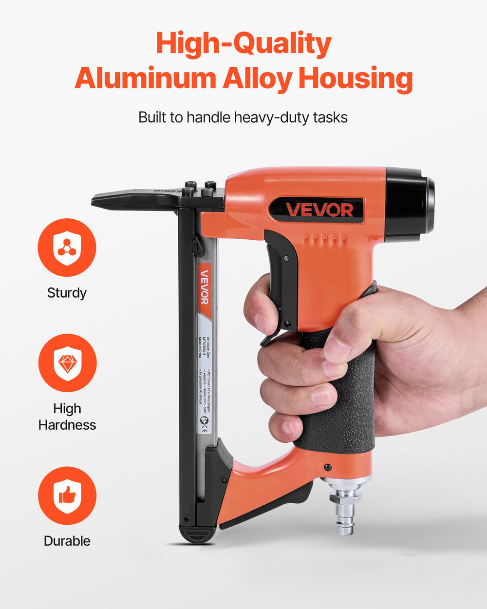 VEVOR Pneumatic Staple Gun, 20 Gauge Long-Nose Upholstery Stapler for 50 Series Fine Wire Staples 12.8mm Crown 6mm-16mm Length, Max 110PCS Loading Air Staple Gun for Upholstering, Woodworking, DIY