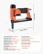 VEVOR Pneumatic Staple Gun, 20 Gauge Long-Nose Upholstery Stapler for 50 Series Fine Wire Staples 12.8mm Crown 6mm-16mm Length, Max 110PCS Loading Air Staple Gun for Upholstering, Woodworking, DIY