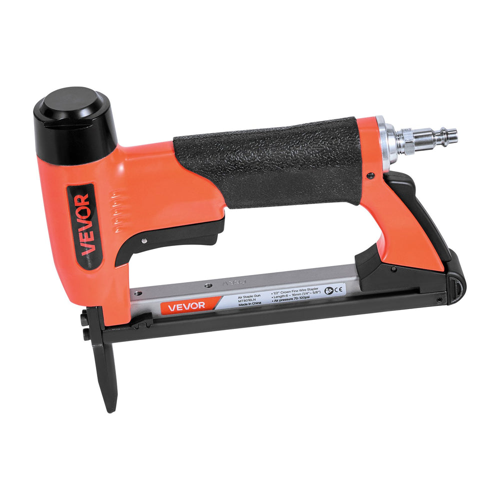 VEVOR Pneumatic Staple Gun, 21 Gauge Long-Nose Upholstery Stapler for 80 Series Fine Wire Staples 12.8mm Crown 6mm-16mm Length, Max 150PCS Loading Air Staple Gun for Upholstering, Woodworking, DIY