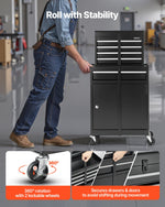 VEVOR Rolling Tool Chest, 2-in-1 Design, 5 Drawers Tool Cabinet Organizer with Detachable Top Metal Toolbox, Lock Bar, Protective Liner, and Tools Rack, Garage Storage Cabinet for Warehouse, Workshop