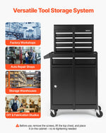 VEVOR Rolling Tool Chest, 2-in-1 Design, 5 Drawers Tool Cabinet Organizer with Detachable Top Metal Toolbox, Lock Bar, Protective Liner, and Tools Rack, Garage Storage Cabinet for Warehouse, Workshop