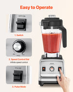 VEVOR Blender for Smoothies, 85 oz 1600W, Professional Blender with Powerful Motor, Multi-Functional Food Processing Blender for Smoothie/Milkshake/Juice, Fits for Kitchen