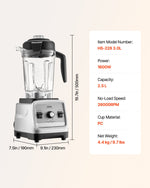 VEVOR Blender for Smoothies, 85 oz 1600W, Professional Blender with Powerful Motor, Multi-Functional Food Processing Blender for Smoothie/Milkshake/Juice, Fits for Kitchen