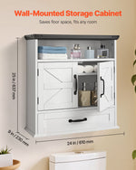 VEVOR Bathroom Wall Cabinet, 2 Doors & Adjustable Shelf, Over the Toilet Storage Medicine Cabinet Wall Mounted, Hanging Organizer with Drawer & Open Partition for Laundry Room Kitchen Restroom, White