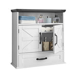 VEVOR Bathroom Wall Cabinet, 2 Doors & Adjustable Shelf, Over the Toilet Storage Medicine Cabinet Wall Mounted, Hanging Organizer with Drawer & Open Partition for Laundry Room Kitchen Restroom, White