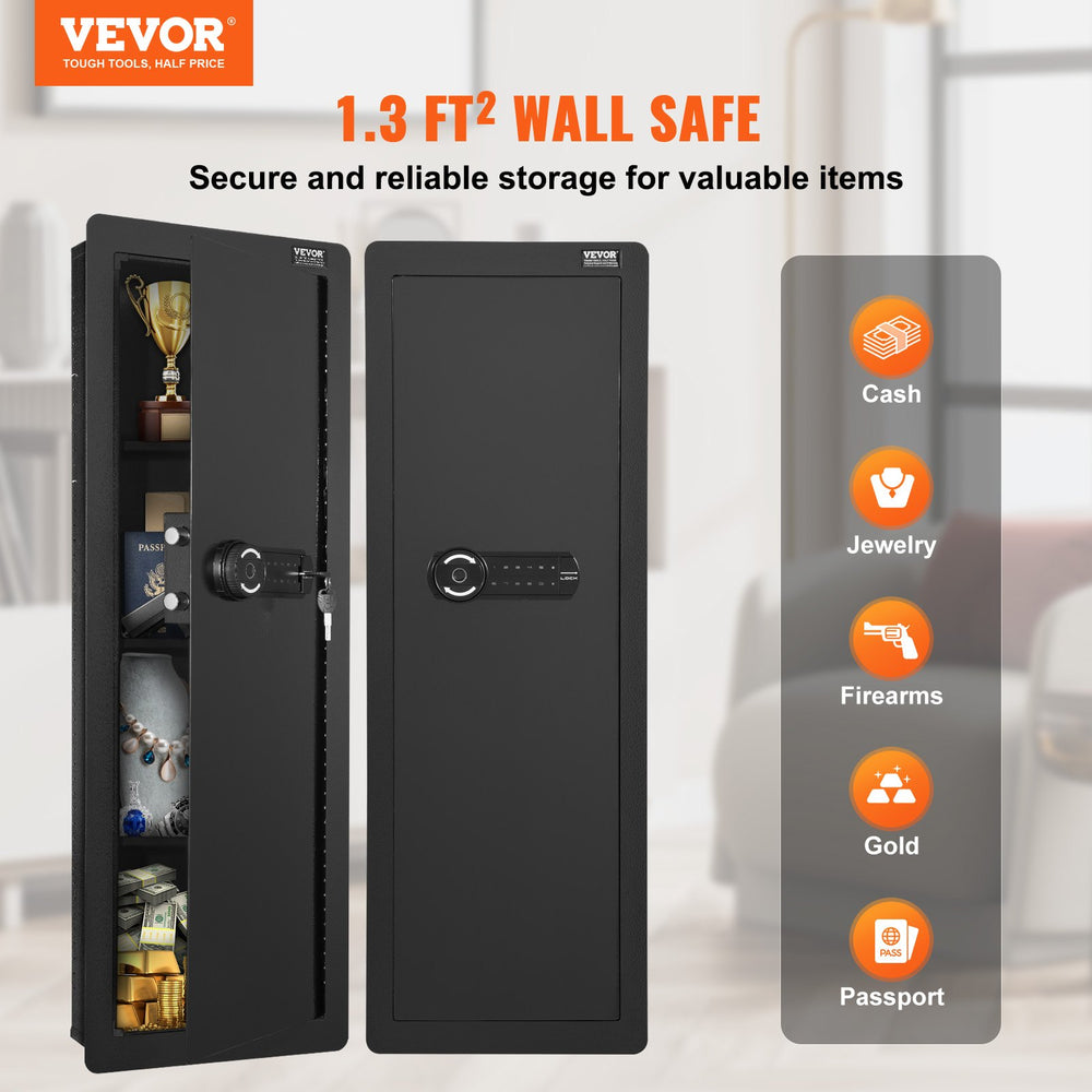 VEVOR 109 cm Tall Wall Gun Safe 4-Tier Hidden Gun Safe with Keypad & Fingerprint