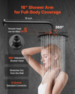 VEVOR Shower Faucet Set, Rainfall Bathroom Shower System with 9-Inch (23cm) Round Rain Shower Head and Handheld Spray, Wall Mounted Bath Fixtures with Brass Valve and Trim Kit, Matte Black