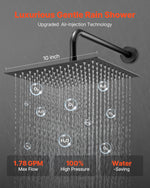 VEVOR Shower Faucet Set, Rainfall Bathroom Shower System with 10-Inch (25.4cm) Square Rain Shower Head and Handheld Spray, Wall Mounted Bath Fixtures with Brass Valve and Trim Kit, Matte Black