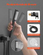 VEVOR Shower Faucet Set, Rainfall Bathroom Shower System with 10-Inch (25.4cm) Square Rain Shower Head and Handheld Spray, Wall Mounted Bath Fixtures with Brass Valve and Trim Kit, Matte Black