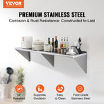 VEVOR 72" x 18" Stainless Steel Wall Mounted Shelf Kitchen Restaurant Shelving