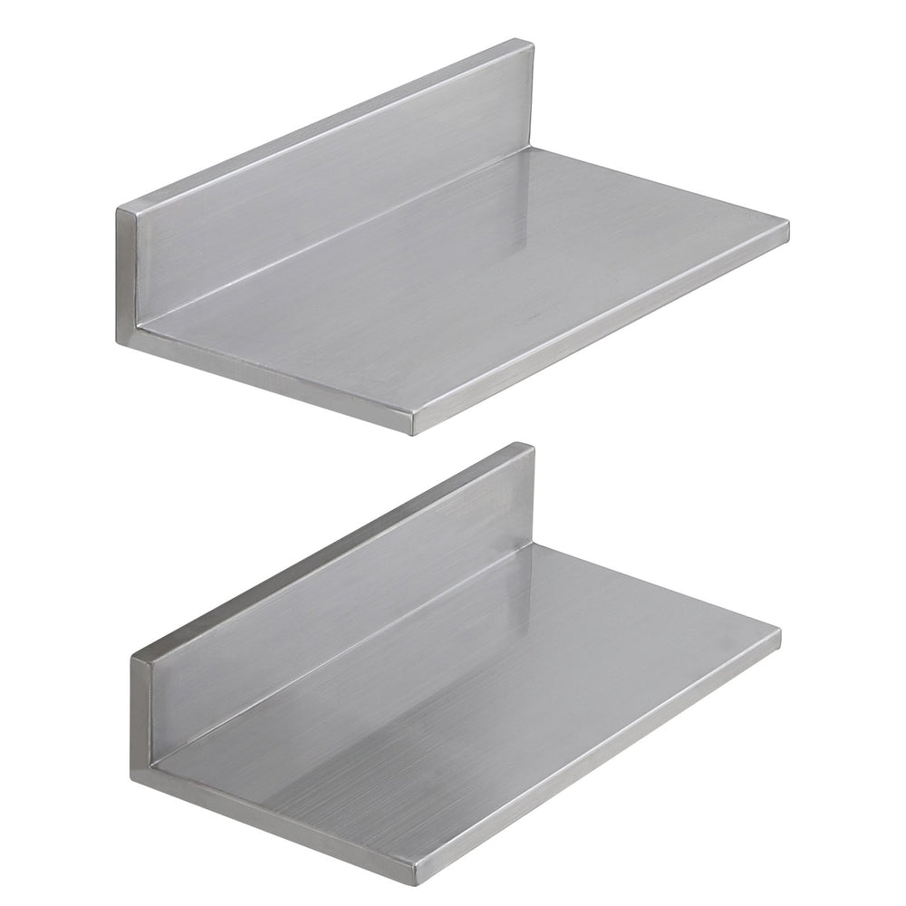 VEVOR 21.8 x 40.6 cm Stainless Steel Shelf, Wall Mounted Floating Shelving with Backsplash, 20 kg Load Capacity Commercial Shelves, Heavy Duty Storage Rack for Restaurant, Kitchen, Bar, Home, and Hotel