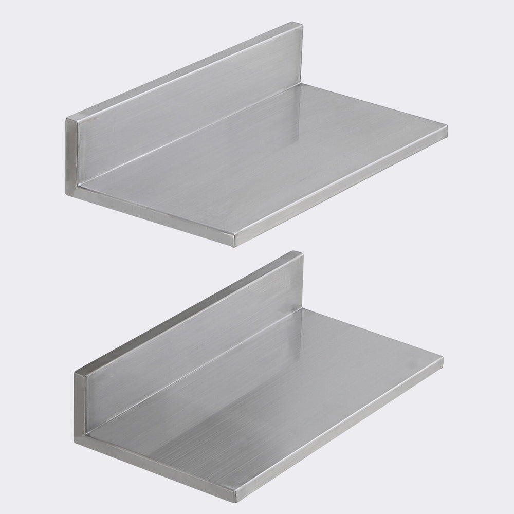 VEVOR 21.8 x 40.6 cm Stainless Steel Shelf, Wall Mounted Floating Shelving with Backsplash, 20 kg Load Capacity Commercial Shelves, Heavy Duty Storage Rack for Restaurant, Kitchen, Bar, Home, and Hotel