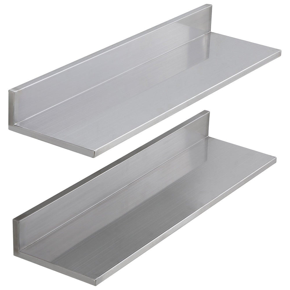 VEVOR 21.8 x 76.2 cm Stainless Steel Shelf, Wall Mounted Floating Shelving with Backsplash, 20 kg Load Capacity Commercial Shelves, Heavy Duty Storage Rack for Restaurant, Kitchen, Bar, Home, and Hotel