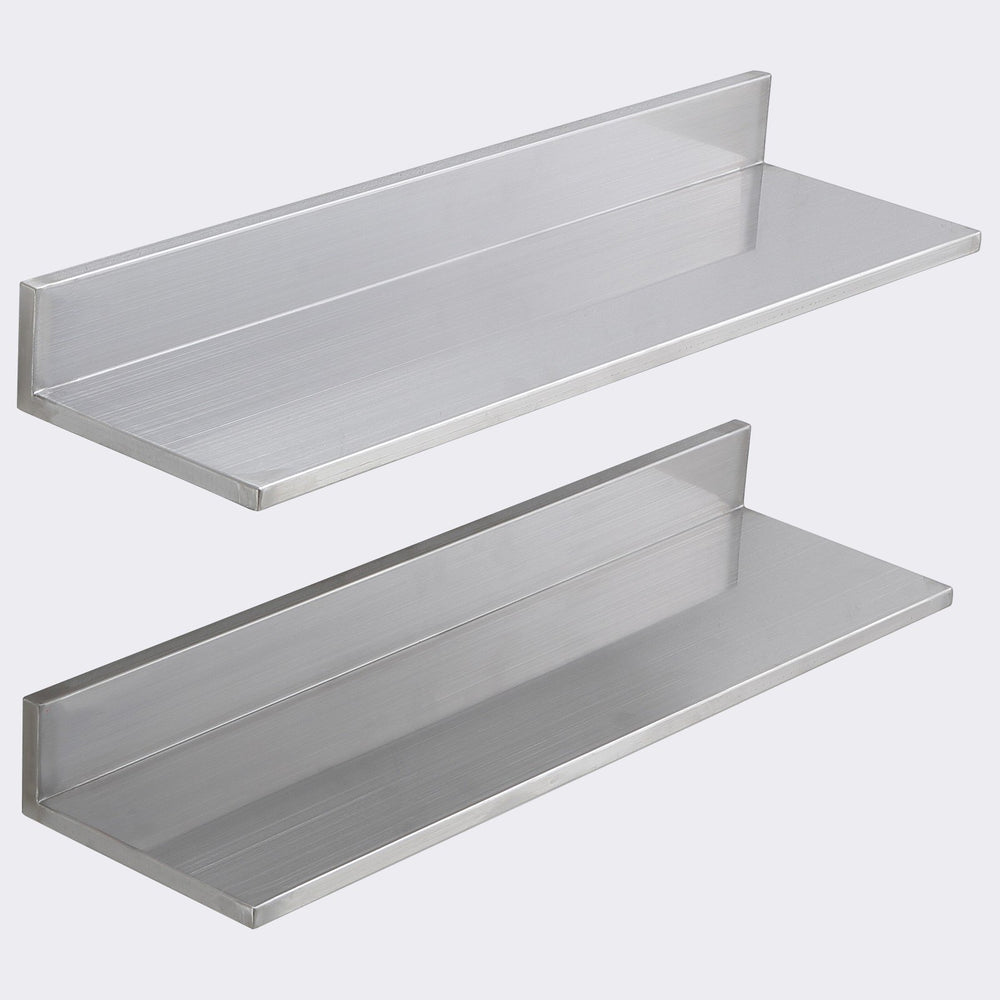 VEVOR 21.8 x 76.2 cm Stainless Steel Shelf, Wall Mounted Floating Shelving with Backsplash, 20 kg Load Capacity Commercial Shelves, Heavy Duty Storage Rack for Restaurant, Kitchen, Bar, Home, and Hotel
