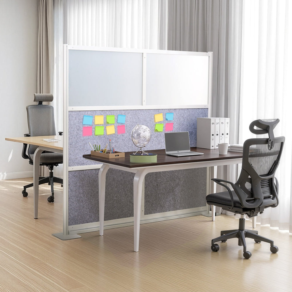 VEVOR Office Divider Privacy Partition, 1-Pack, 1778 x 1778 mm Modular Wall Room Divider, PET Workstation Cubicle Partition with Frosted Windows, Freestanding Privacy Panel for Office Library