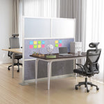 VEVOR Office Divider Privacy Partition, 1-Pack, 1778 x 1778 mm Modular Wall Room Divider, PET Workstation Cubicle Partition with Frosted Windows, Freestanding Privacy Panel for Office Library
