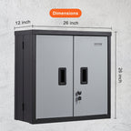 VEVOR Foldable Wall Cabinet, Metal Garage Locker Mounted 660 mm Small Tool Chest 108.8 kg Loading Capacity Adjustable Shelf Magnetic Door File for Warehouse Office Home Black