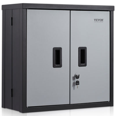 VEVOR Foldable Wall Cabinet, Metal Garage Locker Mounted 660 mm Small Tool Chest 108.8 kg Loading Capacity Adjustable Shelf Magnetic Door File for Warehouse Office Home Black