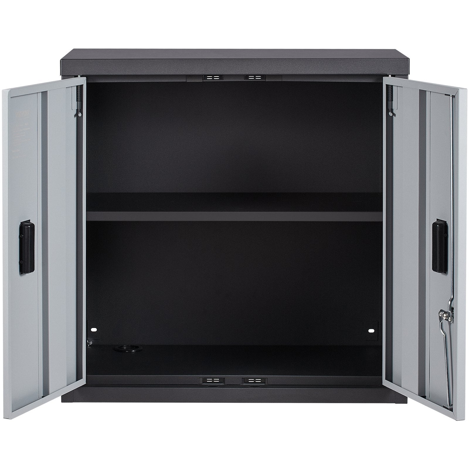 VEVOR Foldable Wall Cabinet, Metal Garage Locker Mounted 660 mm Small Tool Chest 108.8 kg Loading Capacity Adjustable Shelf Magnetic Door File for Warehouse Office Home Black