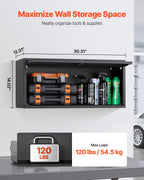 VEVOR Metal Wall Cabinet, 77W x 30.5D x 35.6H cm, Floating Garage Tool Cabinet with Up-Flip Door, 54.5 kg Load per Shelf, Fit for Garage, Basement, Kitchen, Warehouse, Assembly Required