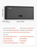 VEVOR Metal Wall Cabinet, 77W x 30.5D x 35.6H cm, Floating Garage Tool Cabinet with Up-Flip Door, 54.5 kg Load per Shelf, Fit for Garage, Basement, Kitchen, Warehouse, Assembly Required
