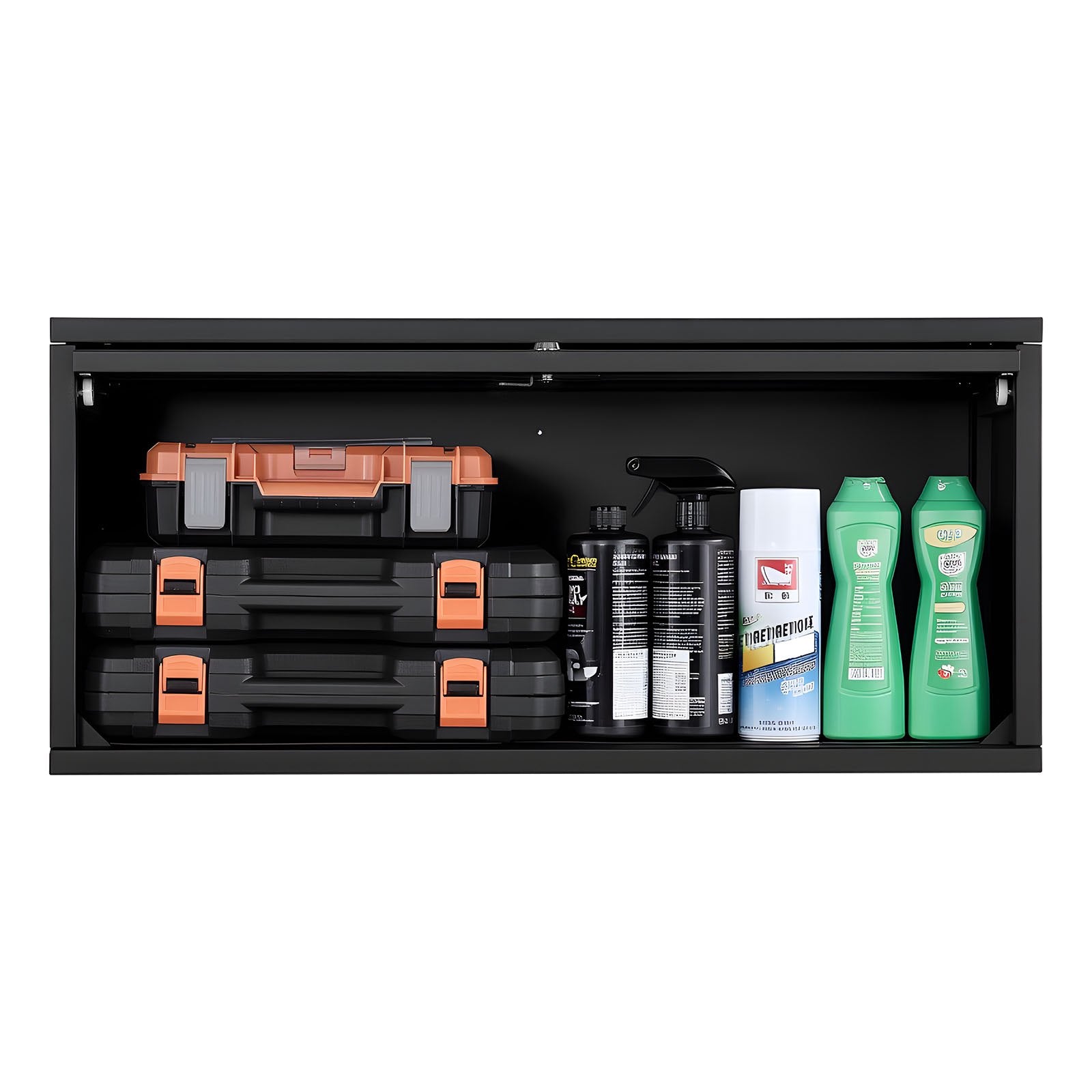 VEVOR Metal Wall Cabinet, 77W x 30.5D x 35.6H cm, Floating Garage Tool Cabinet with Up-Flip Door, 54.5 kg Load per Shelf, Fit for Garage, Basement, Kitchen, Warehouse, Assembly Required