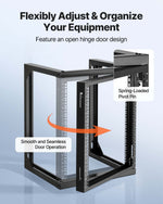 VEVOR 12U Wall Mount Server Rack, 68.04 kg Max Load Capacity, Open Frame Network Rack with 180 Degrees Gate Swing Door, Carbon Steel, Ideal for IT Network Equipment & AV Devices Computer Server, Black