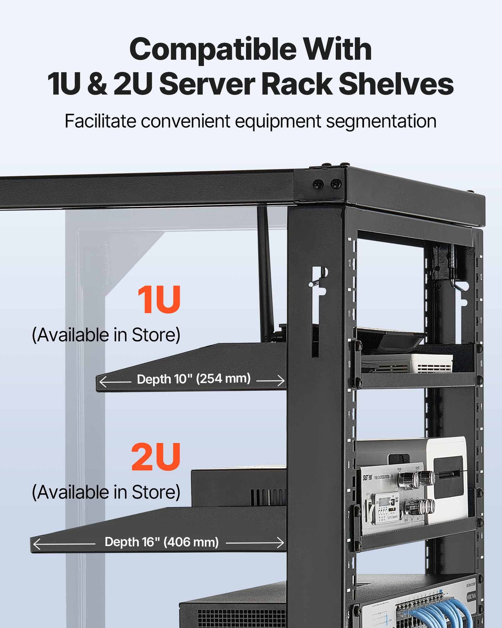 VEVOR 12U Wall Mount Server Rack, 68.04 kg Max Load Capacity, Open Frame Network Rack with 180 Degrees Gate Swing Door, Carbon Steel, Ideal for IT Network Equipment & AV Devices Computer Server, Black