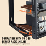 VEVOR 9U Wall Mount Rack 150 lbs/68.04 kg Open Frame Server Network Rack Black 530x450x520mm