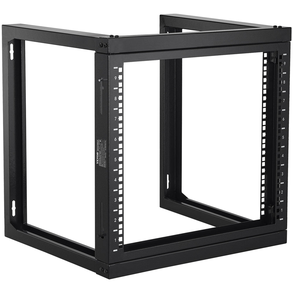 VEVOR 9U Wall Mount Rack 150 lbs/68.04 kg Open Frame Server Network Rack Black 530x450x520mm