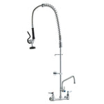 VEVOR Commercial Faucet with Pre-Rinse Sprayer, 44" Height, 8" Center, 12" Swing Spout, Wall Mount Kitchen Sink Faucet, Brass Constructed Device with Pull Down Spray, for 1/2/3 Compartment Sink